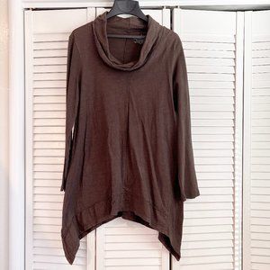 Neon Buddha Cowl Neck Tunic Top XL Brown